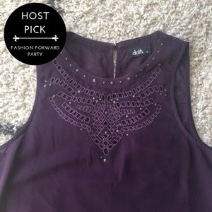 SALE 💕 Purple Sleeveless Sheer Dotti Blouse